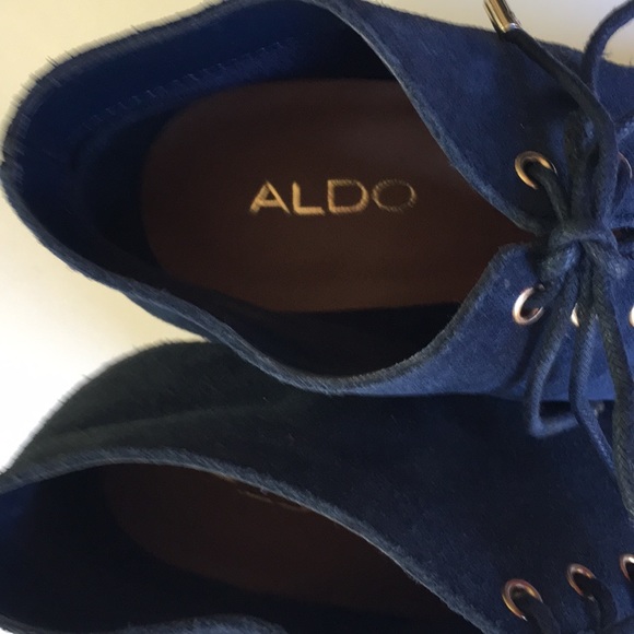 ❌SOLD❌Aldo Peep Toe Blue Suede Heels Booties - Picture 7 of 8